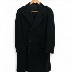 Vintage Made in England Black Wool Military Coat
